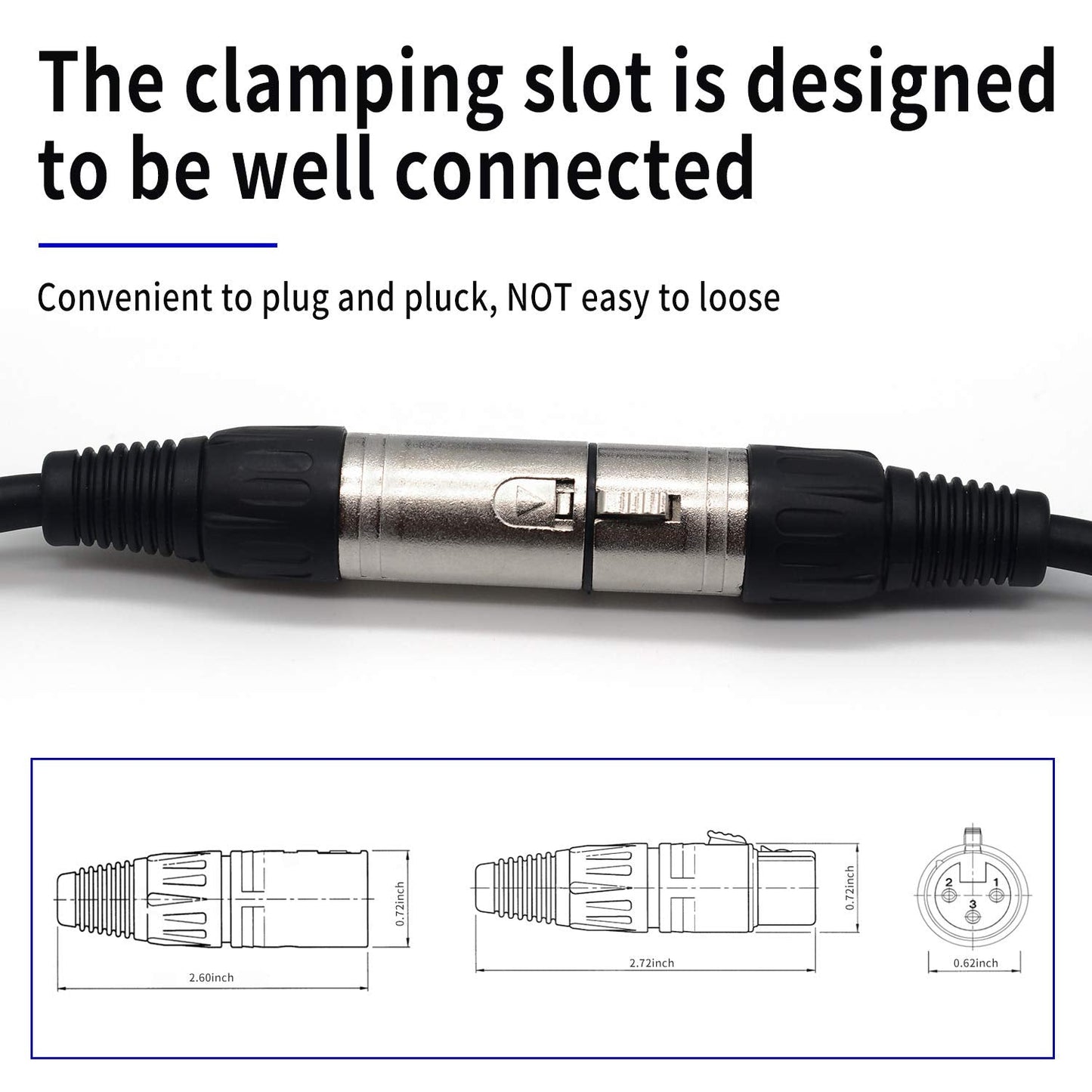 MR DJ CDMX25-3 25' DMX 3-Pin XLR Male to Female Pro Stage DJ Lighting DMX Cable