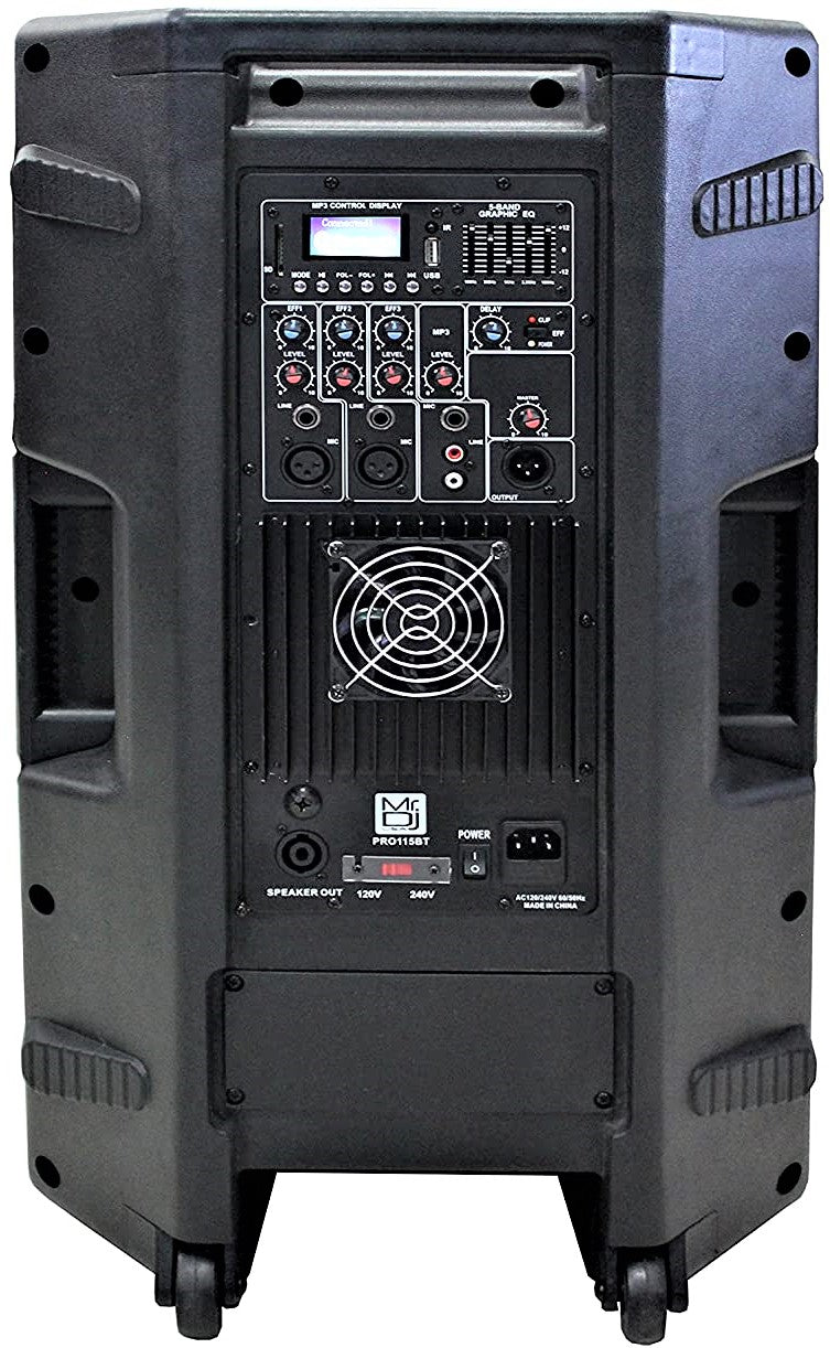 2 MR DJ PRO115BT PA DJ Powered Speaker Professional PRO PA DJ 15" 2-Way Full-Range Powered/Active DJ PA Multipurpose Live Sound Loudspeaker