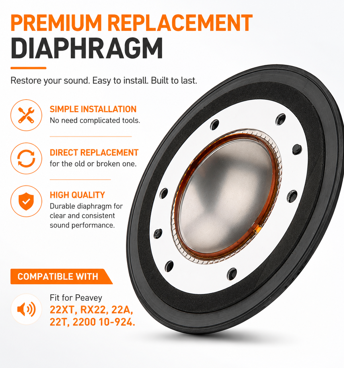 3 MR DJ Replacement Diaphragm for Peavey 22A, 22T, 22XT, Driver