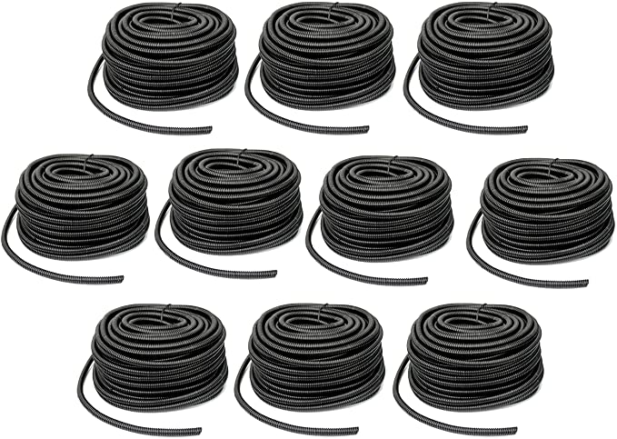 MR DJ Heavy-Duty 14 Black Split Wire Loom Tubing - 1/4" Split Loom, 100 Feet Roll