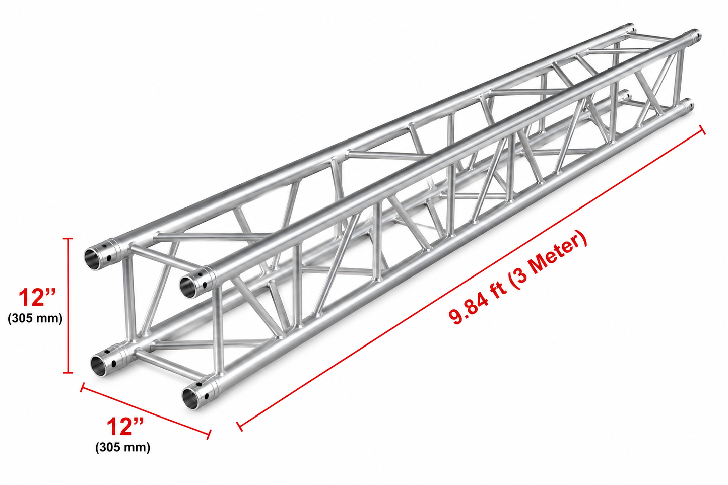 MR DJ MDTSQ984 9.84FT (3 Meter) Universal 12" Square Aluminum Box Truss Segment