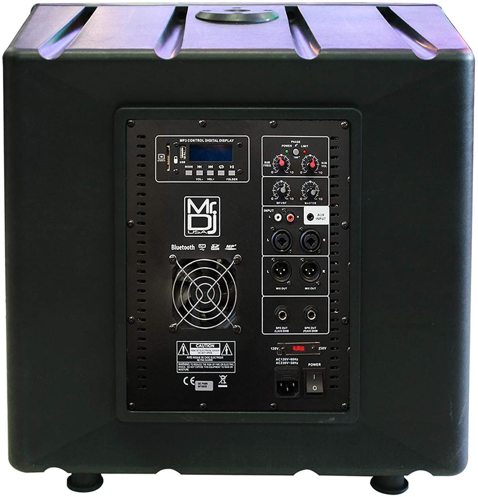 MR DJ PRO-SUB18AMP <br/>18-Inch 6000W Active Self-Powered PA DJ Subwoofer and 2 Speaker Output
