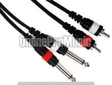 Load image into Gallery viewer, Mr. Dj CDQR12 12 feet Dual 1/4&quot; Male Mono to Dual RCA Male Speaker Cable