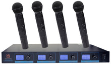 Load image into Gallery viewer, Mr Dj MICVHF-8800&lt;br/&gt; 4 Channel Professional PA/DJ/KTV/Karaoke VHF Handheld Wireless Microphone System with Digital Receiver