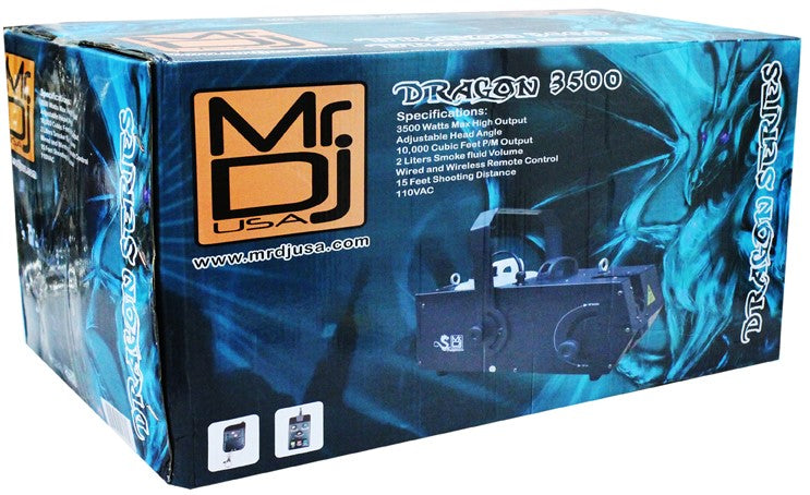 MR DJ DRAGON3500<BR/> 3500W fog smoke machine with wire & wireless remote & fog fluid, quick heat-up thick fog with Adjustable Head Angle