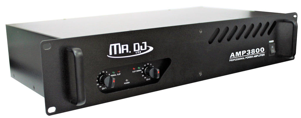 MR DJ AMP3800<BR/> 1000W MAX, 2-channel 360 watts RMS bridgeable dynamic series PA DJ power amplifier