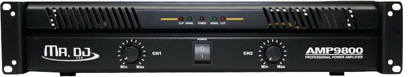 MR DJ AMP-9800 <BR/>3000W MAX, 2-channel 1500 watts RMS bridgeable dynamic series PA DJ power amplifier