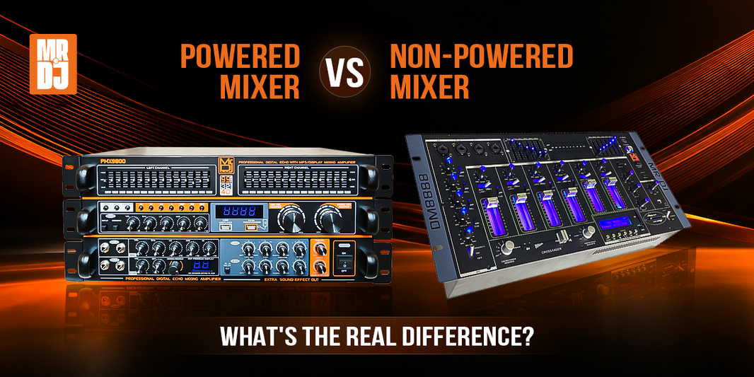 Comparison of powered mixers and non-powered mixers highlighting key differences.