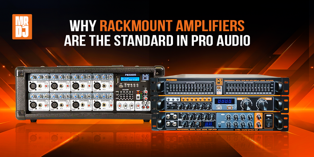 Image showcasing various rackmount amplifiers highlighting why rackmount amplifiers are the standard in pro audio.
