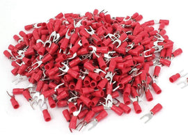 MR DJ DSR8-500 500PCS 18-22AWG #8 Red Insulated Fork Spade Wire Connector Electrical Crimp Terminal