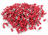 MR DJ DSR8-100 100PCS 18-22AWG #8 Red Insulated Fork Spade Wire Connector Electrical Crimp Terminal