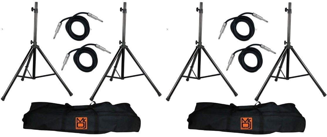 2 MR DJ SS750PKG Speaker Stand with Road Carrying Bag & 2 1/4" 25' Cable