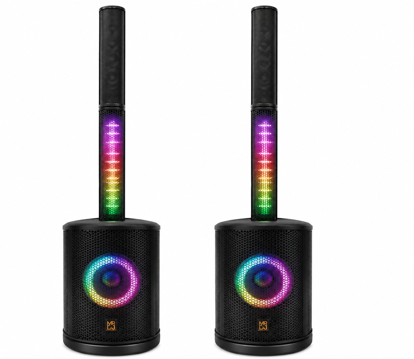 2 Pack MR DJ ELITE All-In-One 8" Portable Bluetooth Line Column Array Speaker