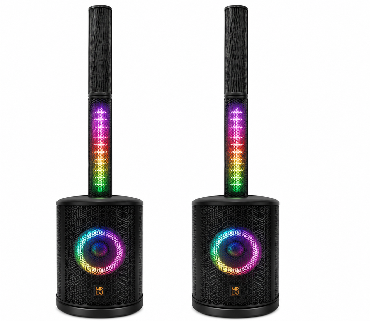 2 Pack MR DJ ELITE All-In-One 8" Portable Bluetooth Line Column Array Speaker