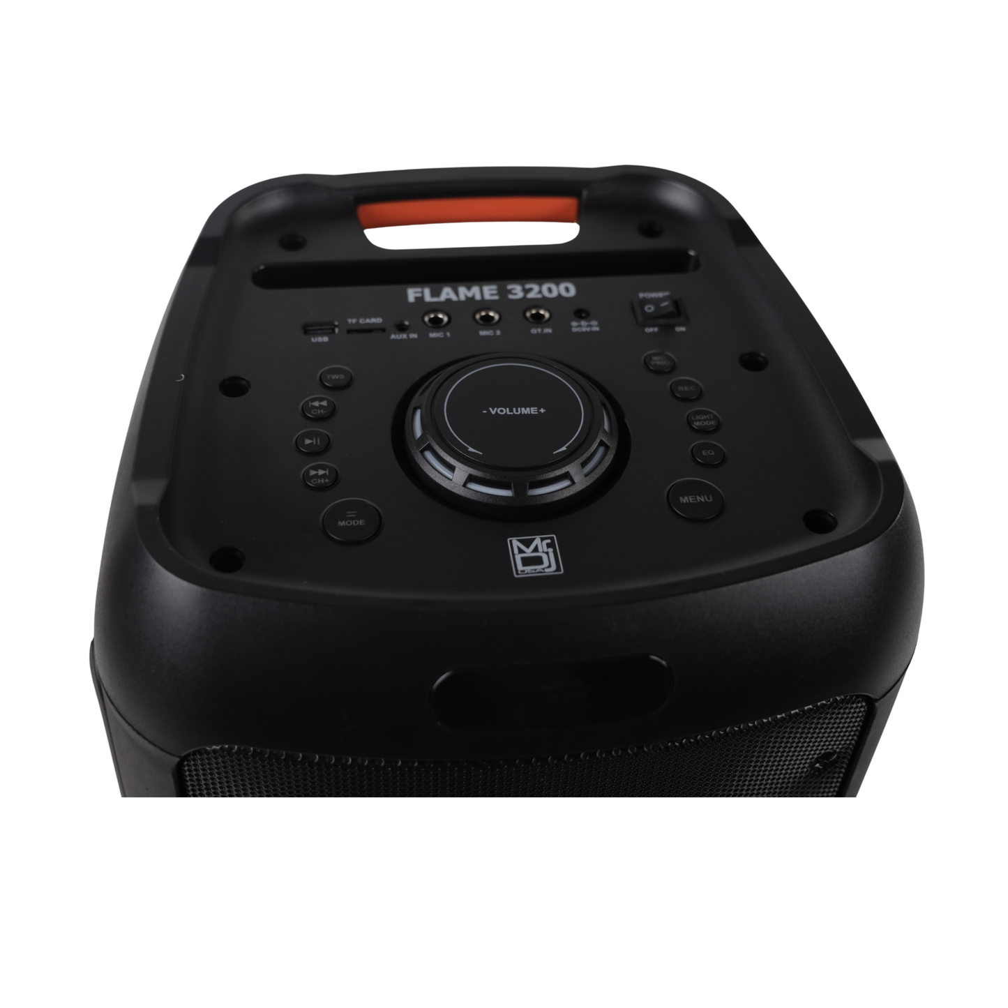 MR DJ FLAME3200 8" X 2 Rechargeable Portable Bluetooth Karaoke Speaker with Party Flame Lights Microphone TWS USB FM Radio