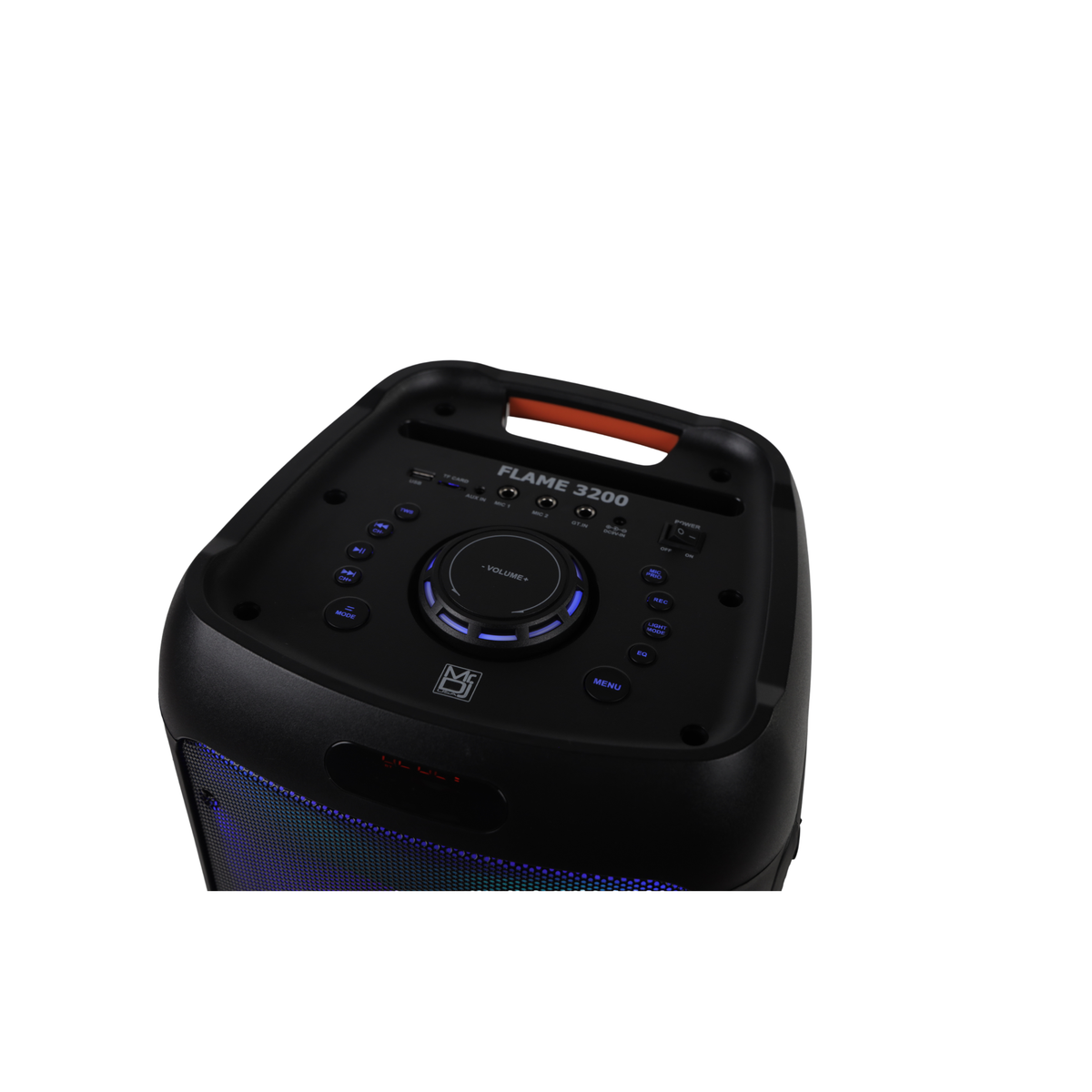 MR DJ FLAME3200 8" X 2 Rechargeable Portable Bluetooth Karaoke Speaker with Party Flame Lights Microphone TWS USB FM Radio