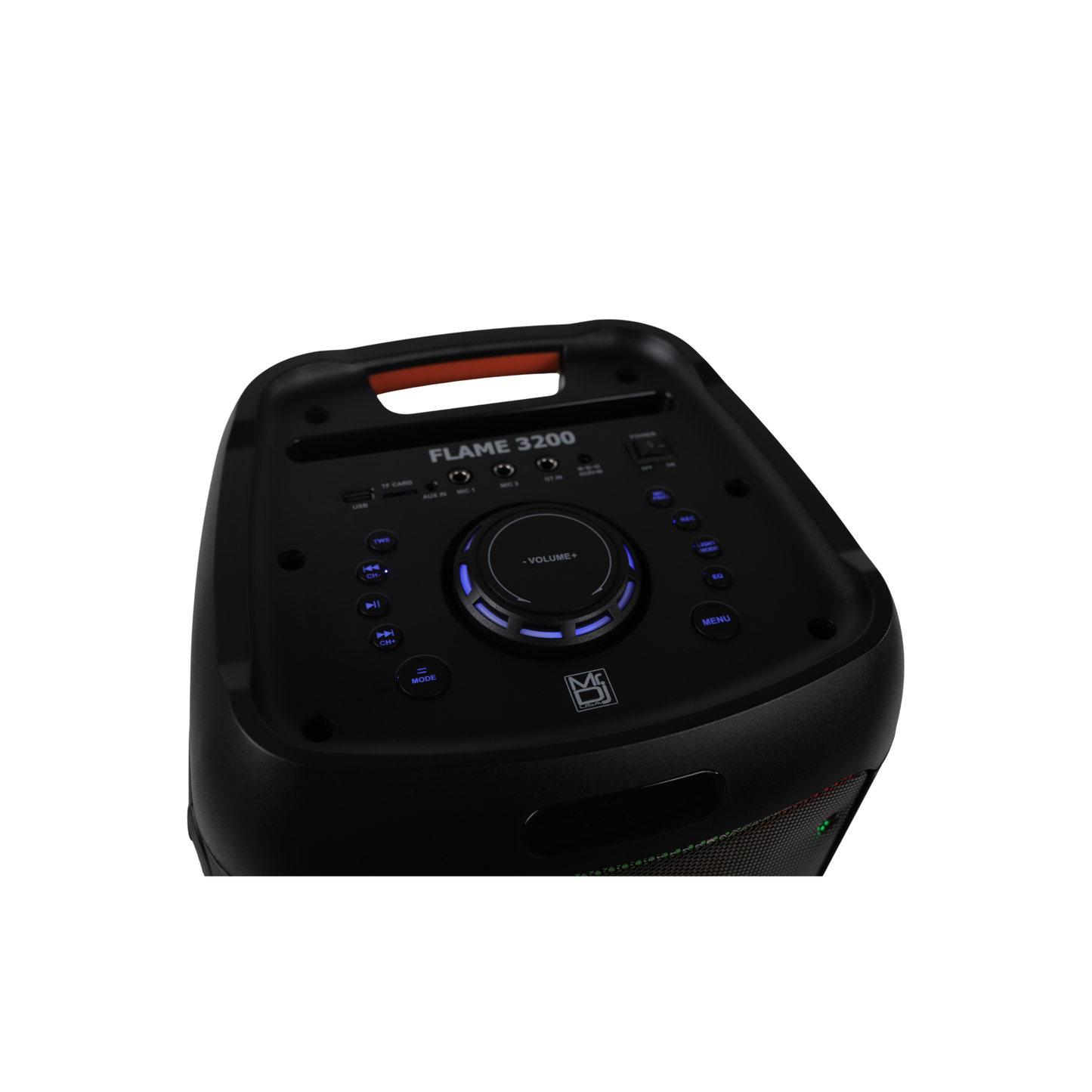 MR DJ FLAME3200 8" X 2 Rechargeable Portable Bluetooth Karaoke Speaker with Party Flame Lights Microphone TWS USB FM Radio