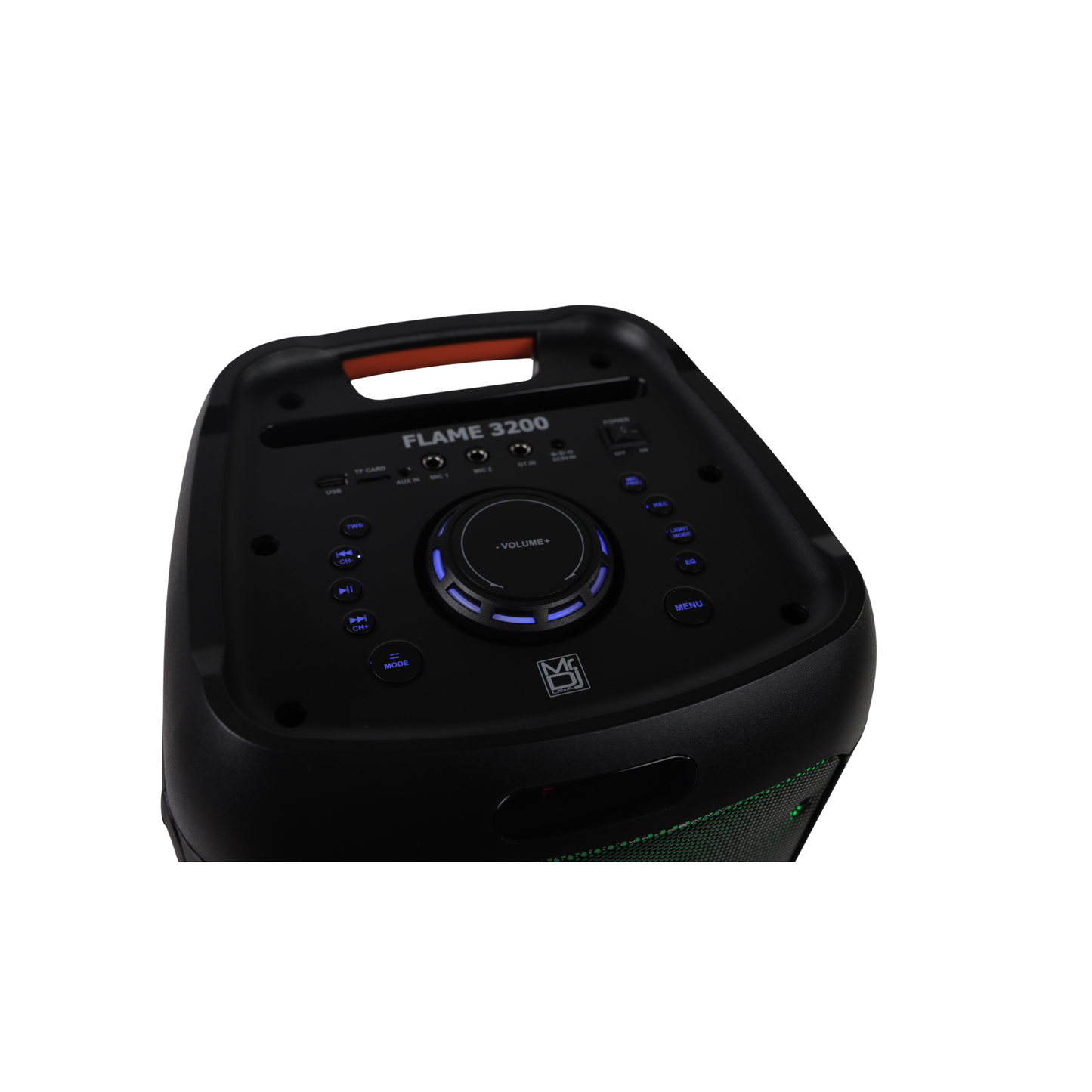 MR DJ FLAME3200 8" X 2 Rechargeable Portable Bluetooth Karaoke Speaker with Party Flame Lights Microphone TWS USB FM Radio