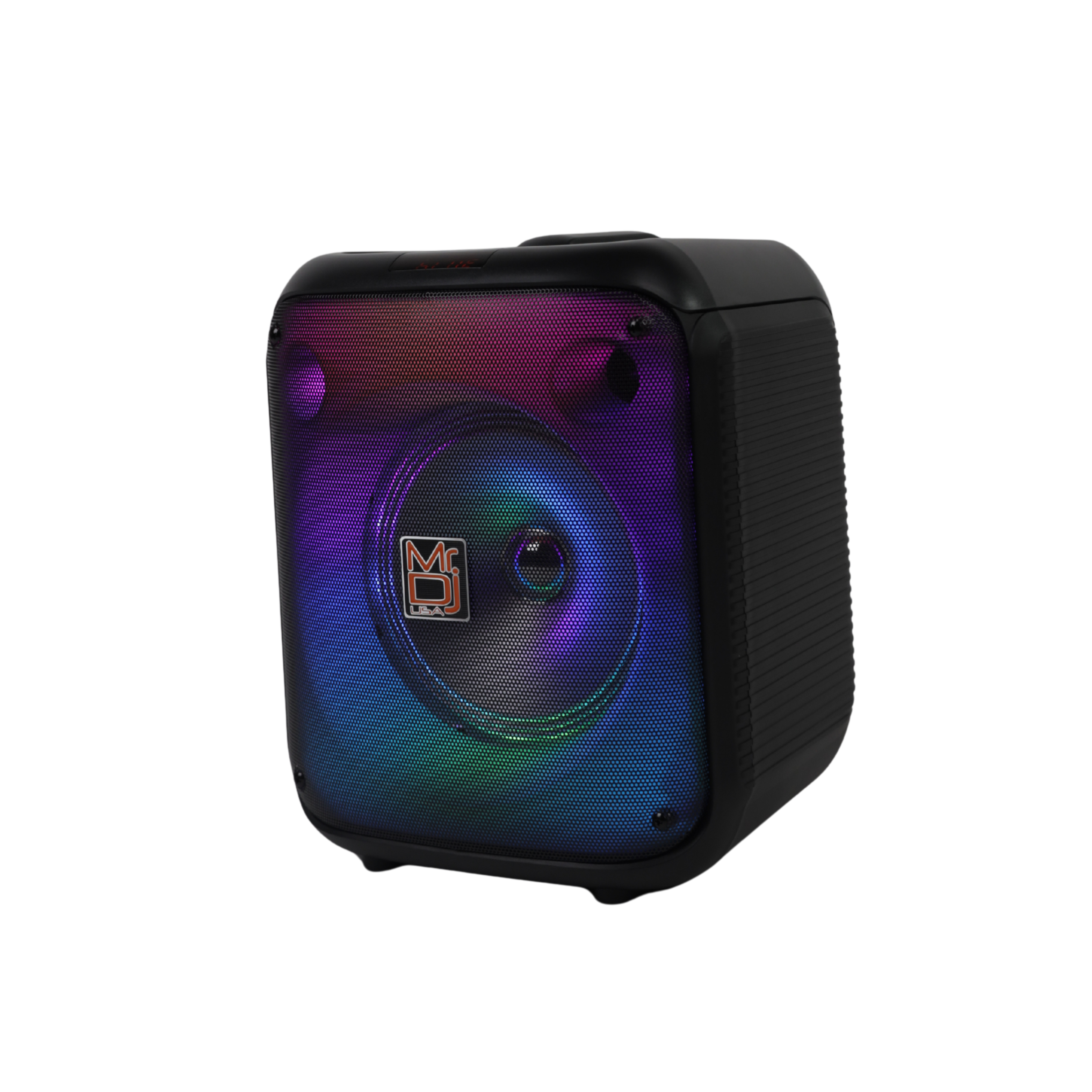 MR DJ CUBE8 8" Rechargeable Portable Bluetooth Karaoke Speaker with Party Flame Lights Microphone TWS USB FM Radio