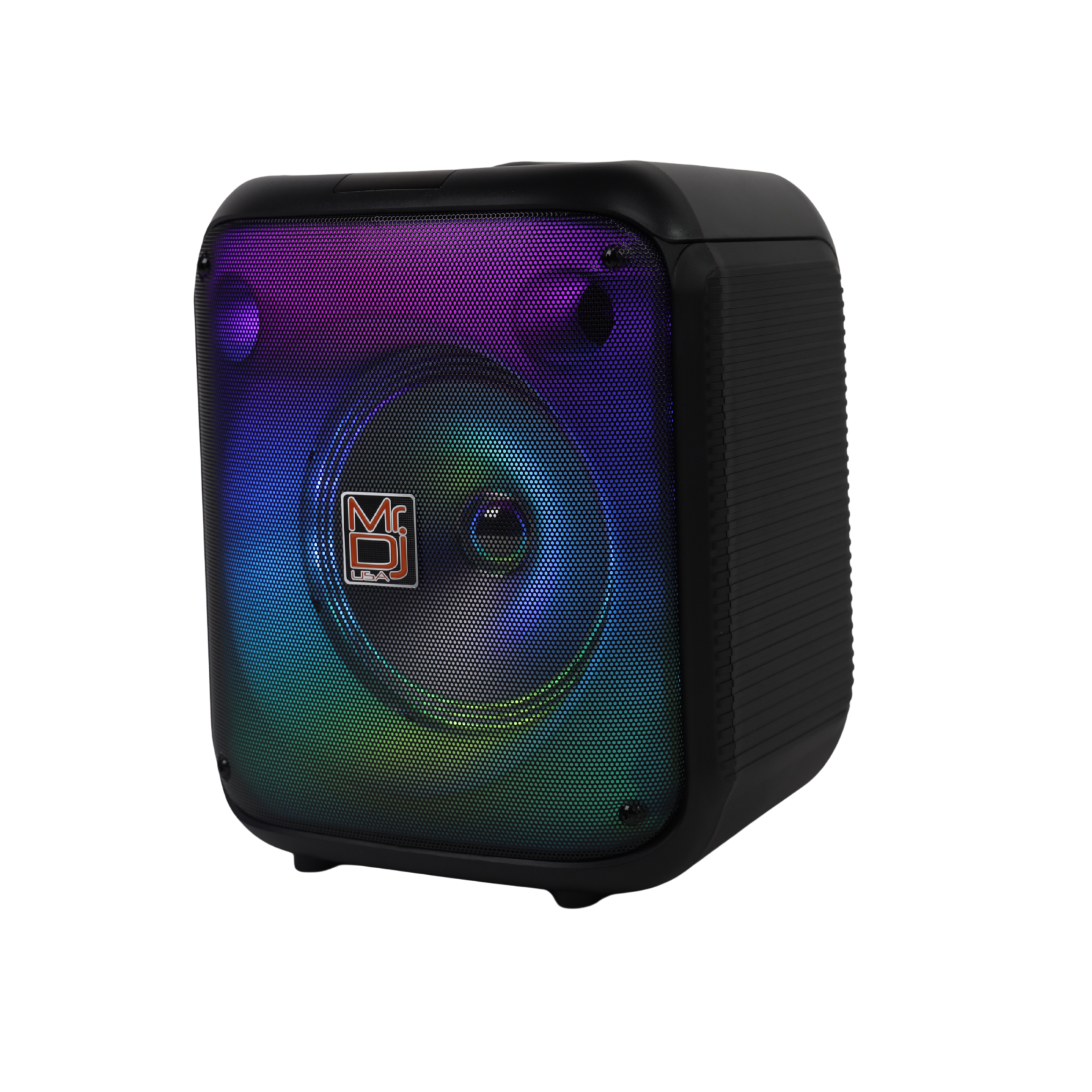 MR DJ CUBE8 8" Rechargeable Portable Bluetooth Karaoke Speaker with Party Flame Lights Microphone TWS USB FM Radio