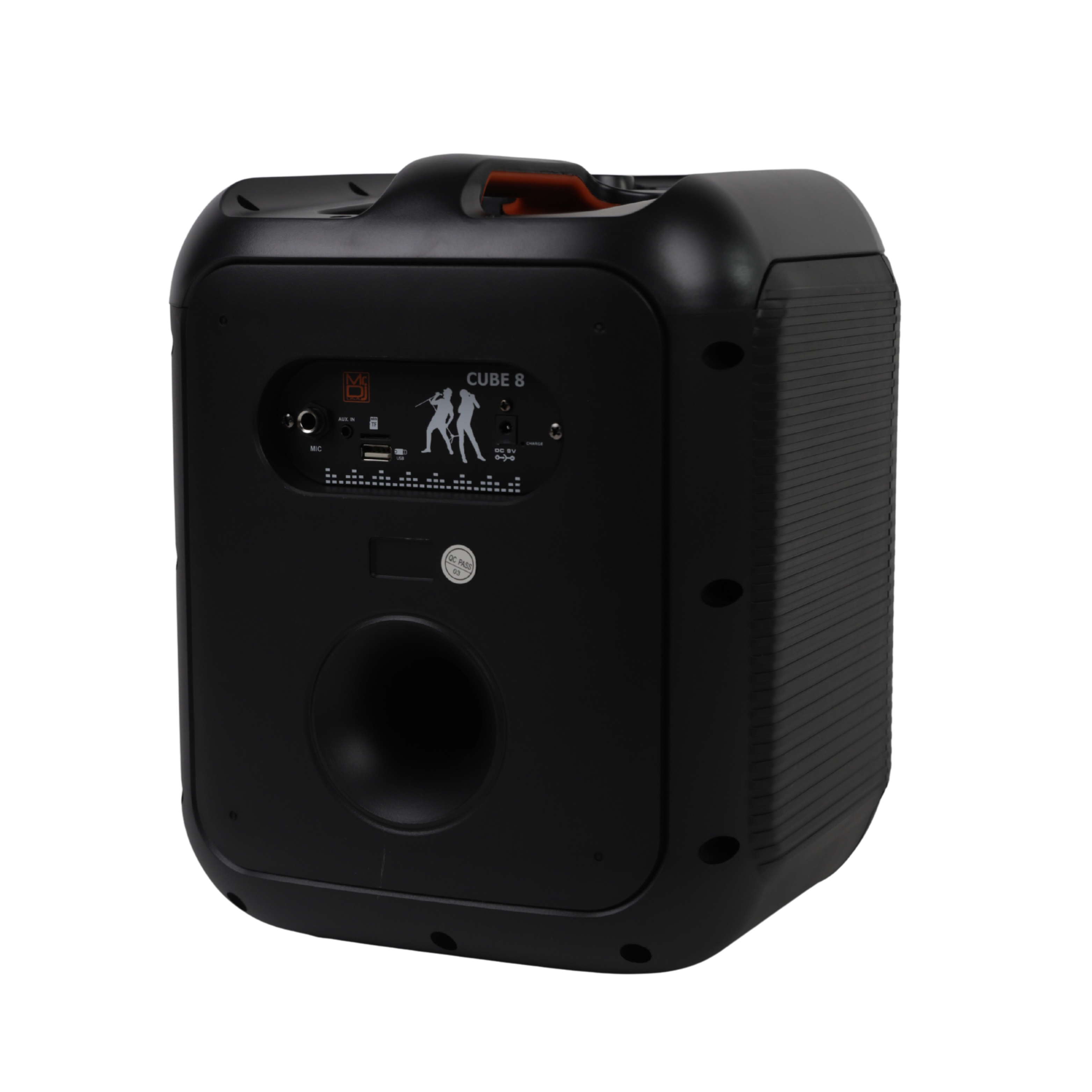 MR DJ CUBE8 8" Rechargeable Portable Bluetooth Karaoke Speaker with Party Flame Lights Microphone TWS USB FM Radio
