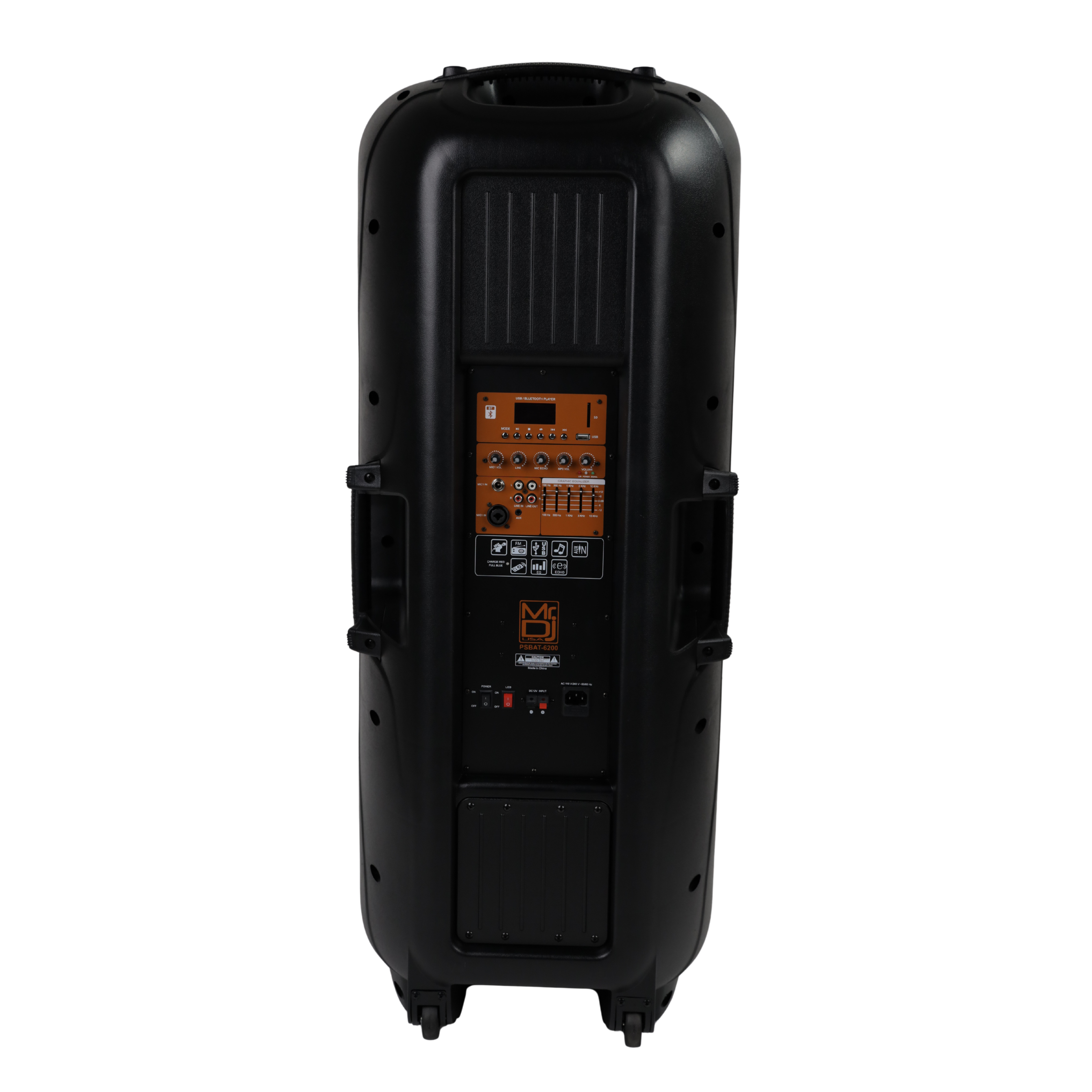 MR DJ PSBAT6200 Dual 15" 4000W Power 3 Way Party Speaker Bluetooth & Rechargeable Battery