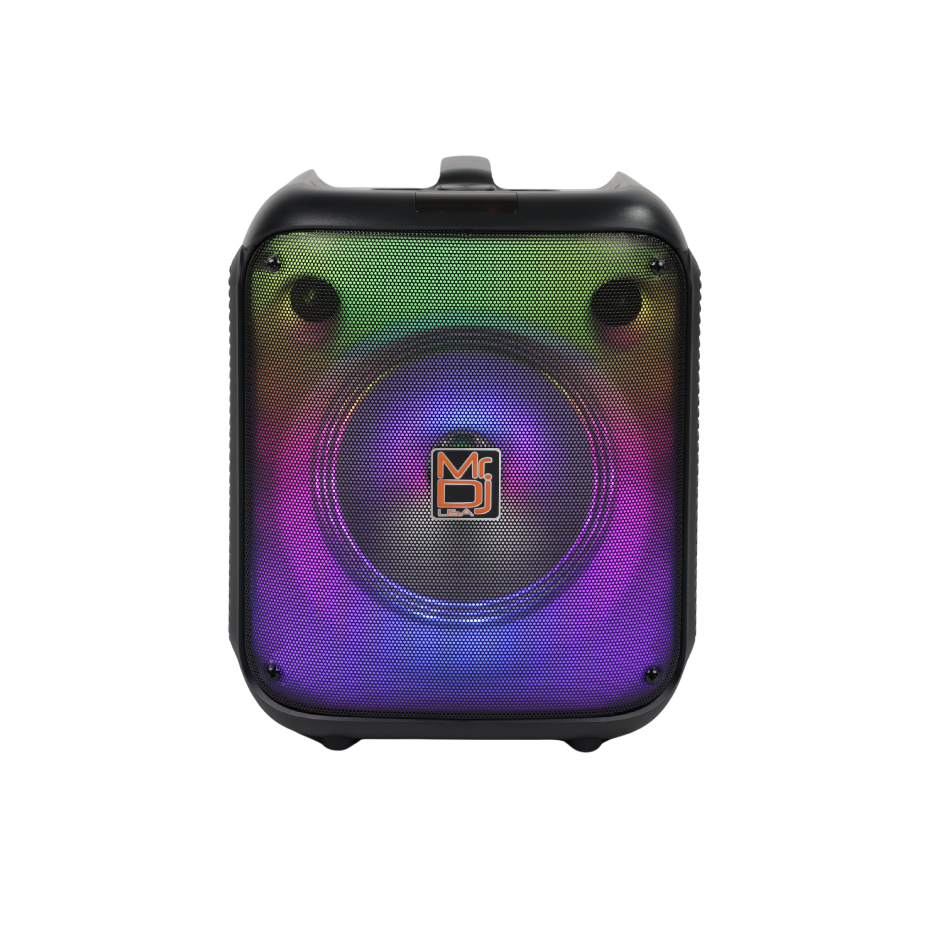 MR DJ CUBE8 8" Rechargeable Portable Bluetooth Karaoke Speaker with Party Flame Lights Microphone TWS USB FM Radio
