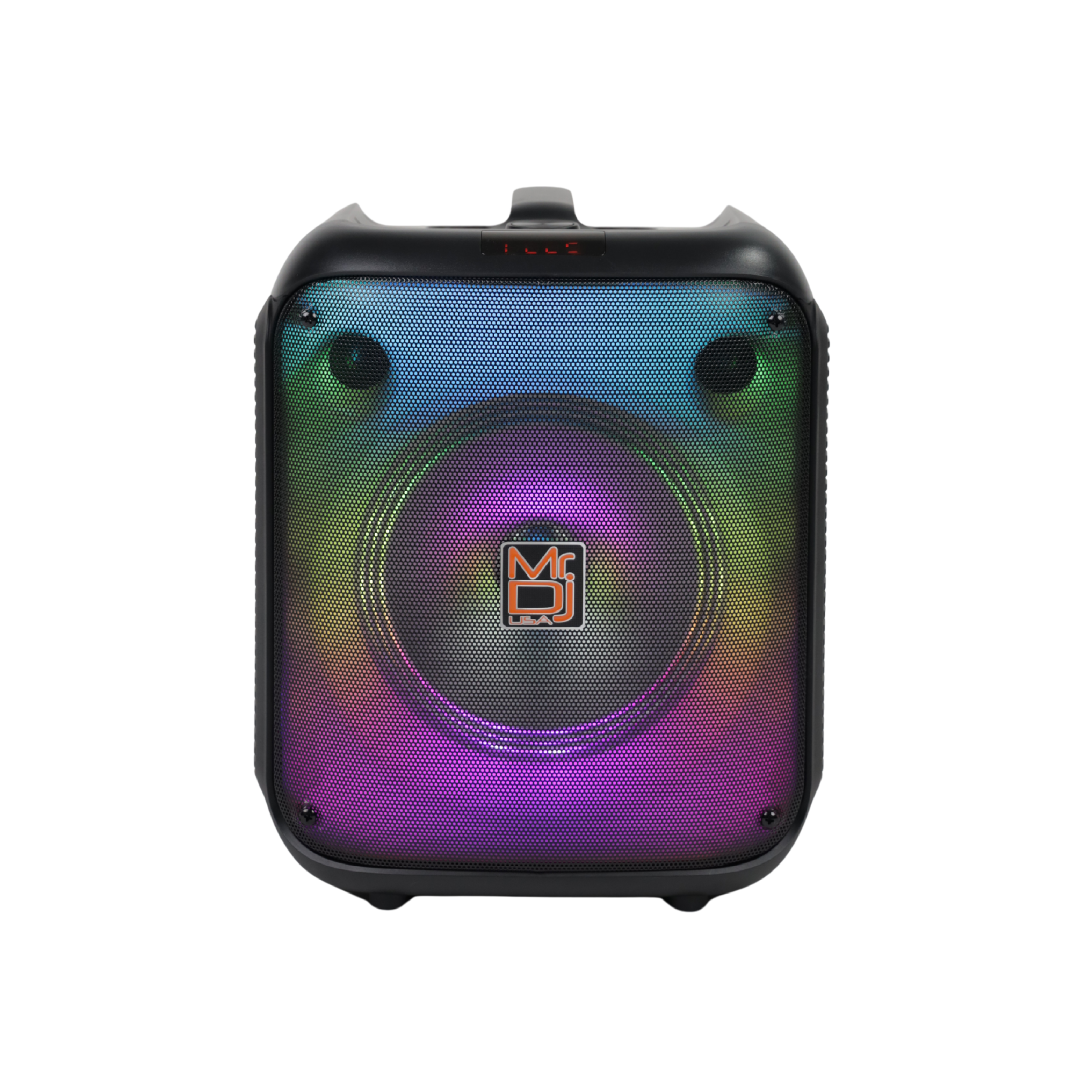 MR DJ CUBE8 8" Rechargeable Portable Bluetooth Karaoke Speaker with Party Flame Lights Microphone TWS USB FM Radio