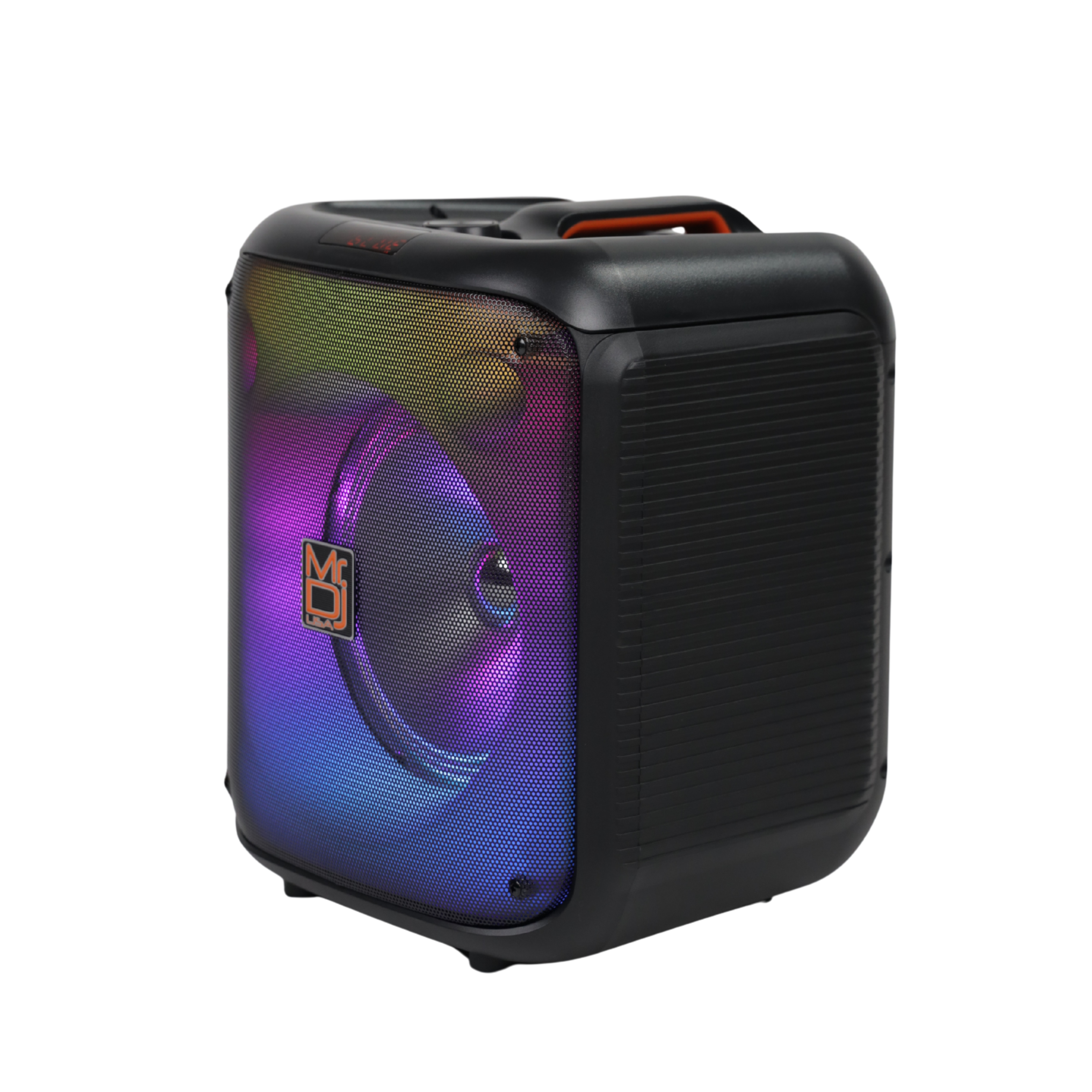 MR DJ CUBE8 8" Rechargeable Portable Bluetooth Karaoke Speaker with Party Flame Lights Microphone TWS USB FM Radio
