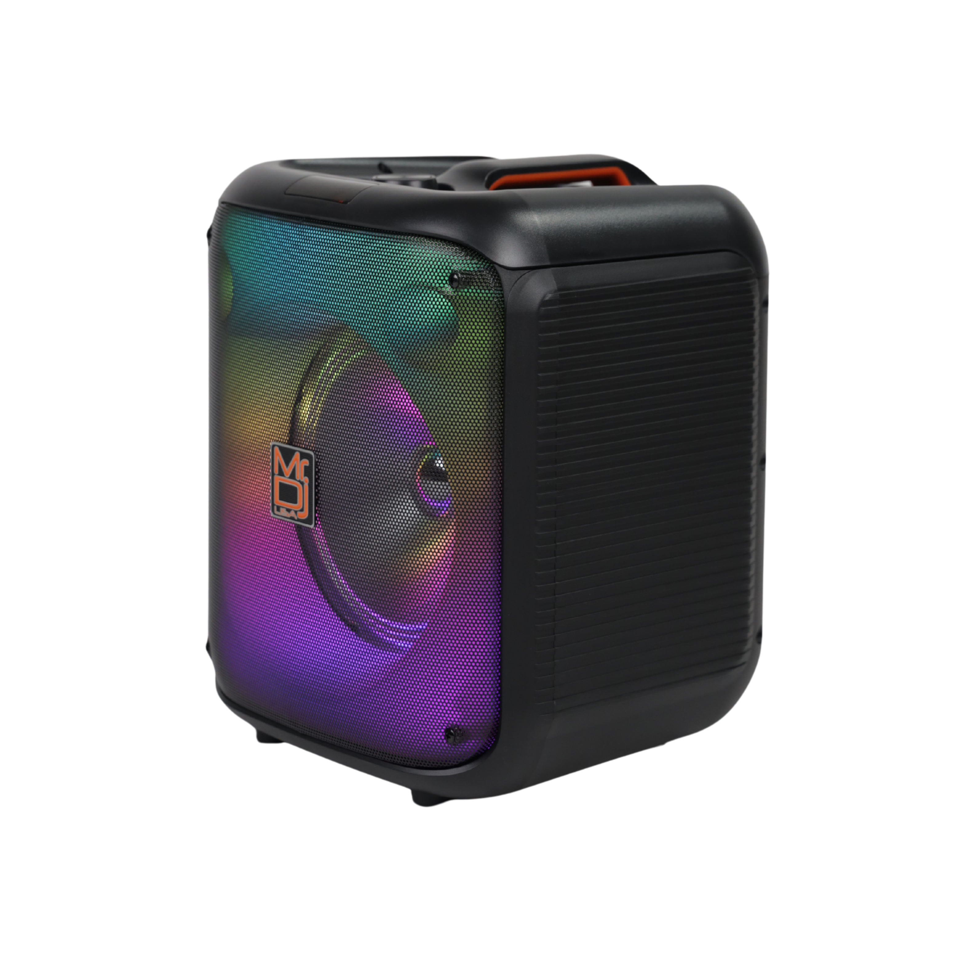 MR DJ CUBE8 8" Rechargeable Portable Bluetooth Karaoke Speaker with Party Flame Lights Microphone TWS USB FM Radio