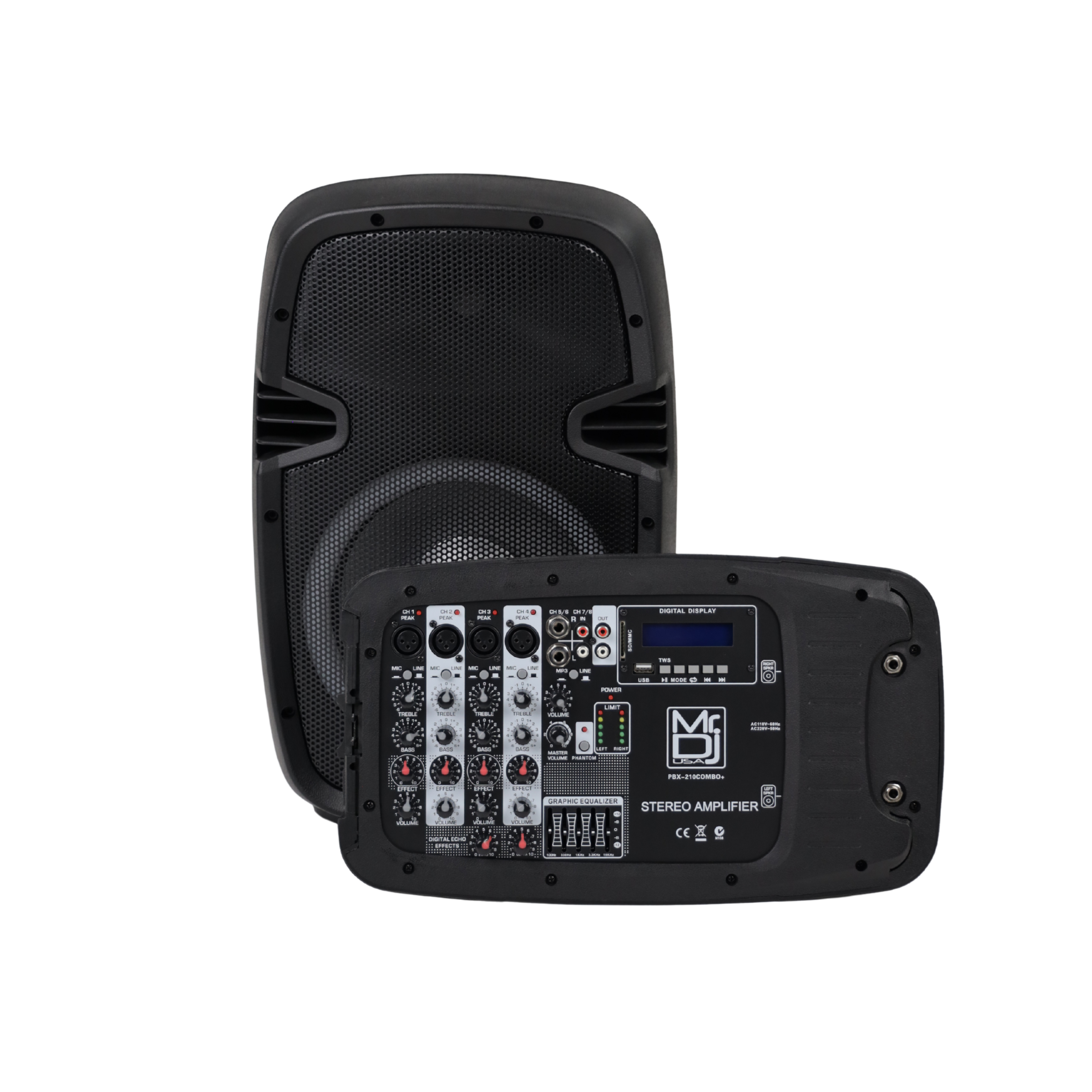 MR DJ PBX210COMBO+ Portable all in One Personal PRO PA/DJ KTV System 2X 3000W 10 Inch Active Speaker Detachable Mixer & Stands