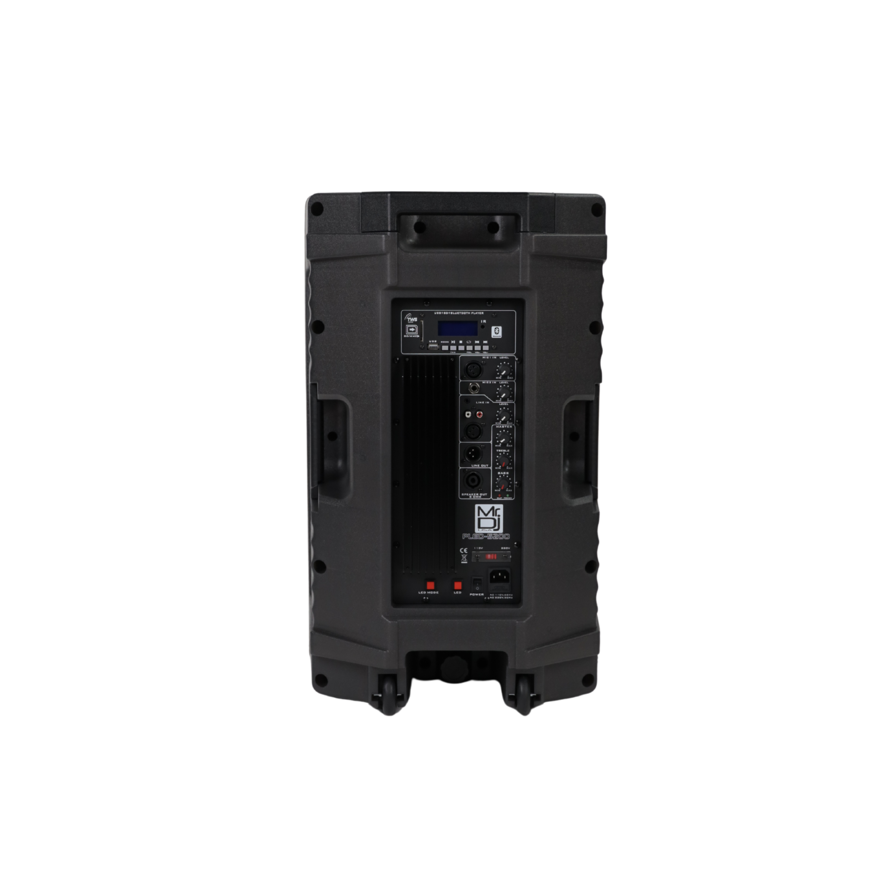 MR DJ PLED5200 PRO PA DJ Active Bluetooth/MP3/FM Radio 15 Inch Portable Speaker