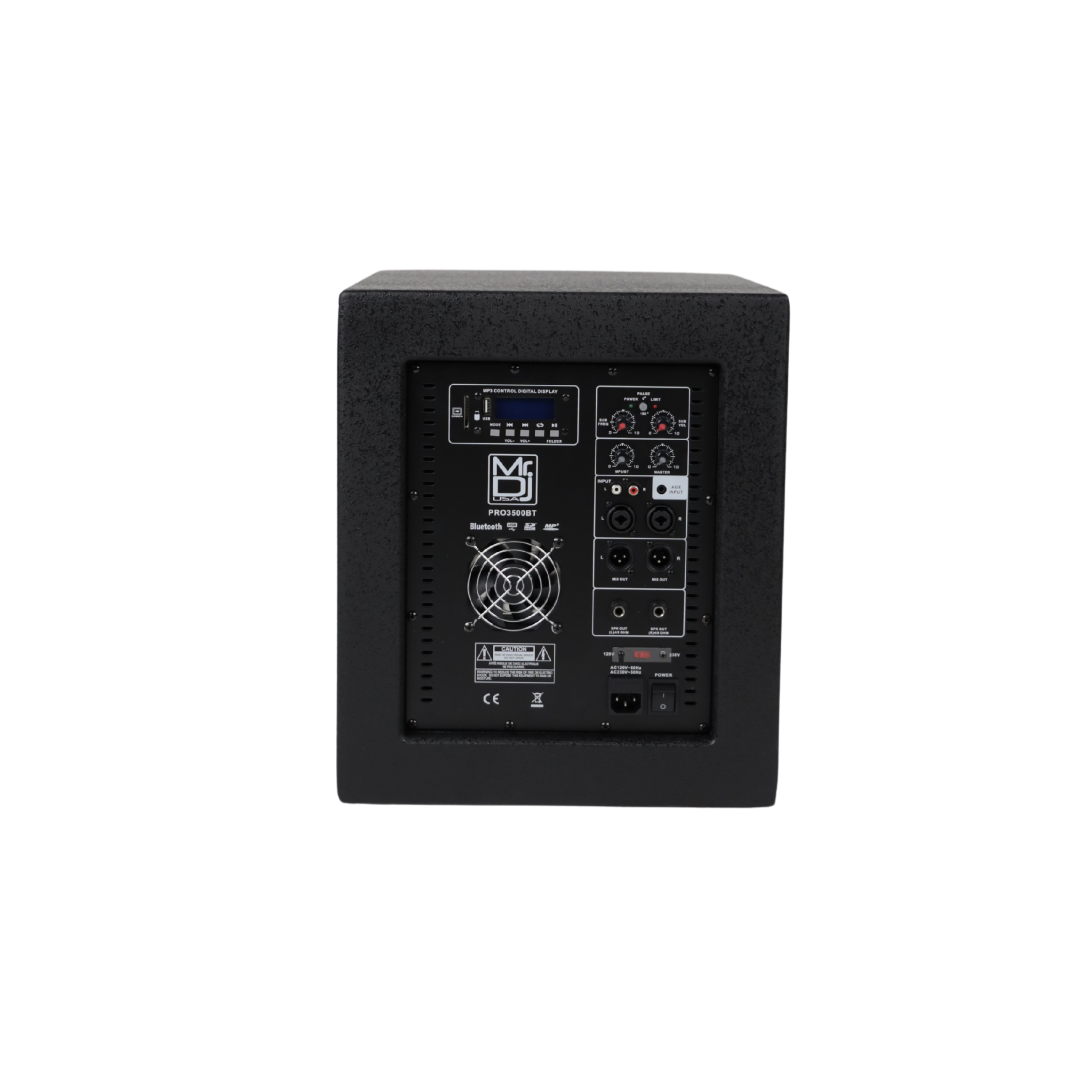 MR DJ PRO3500BT 12" 3500W Pro PA DJ Active Subwoofer Bluetooth USB with 2 Speaker Output