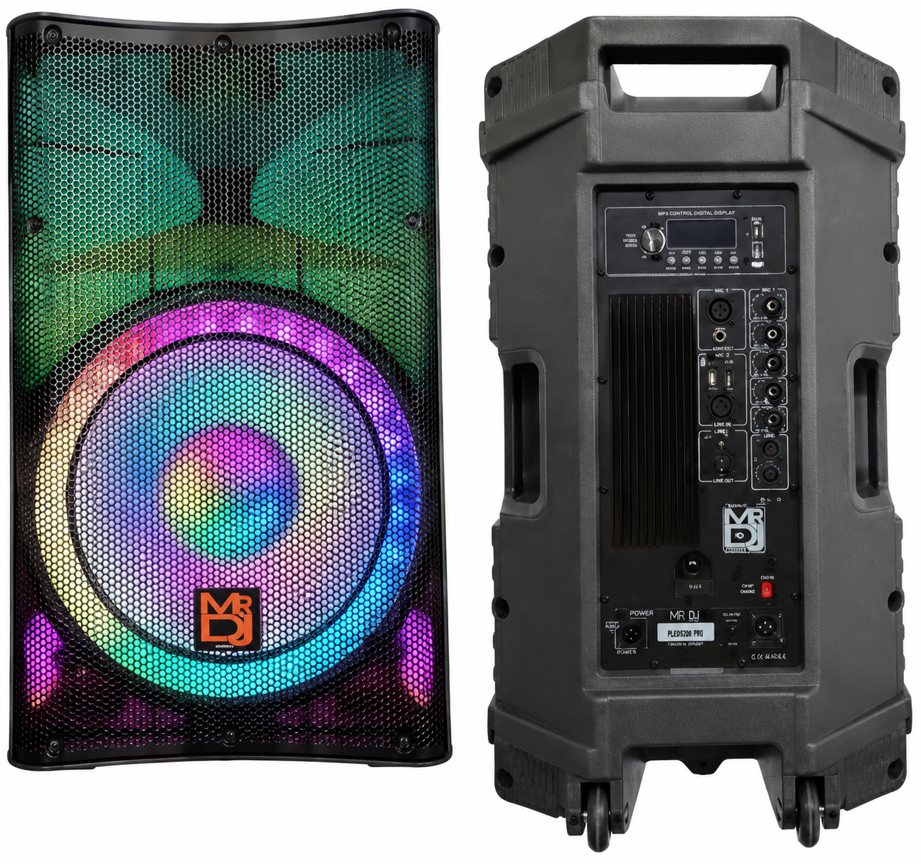MR DJ PLED5200 PRO PA DJ 15" Portable Active Bluetooth/MP3/FM Radio Speaker with Stand