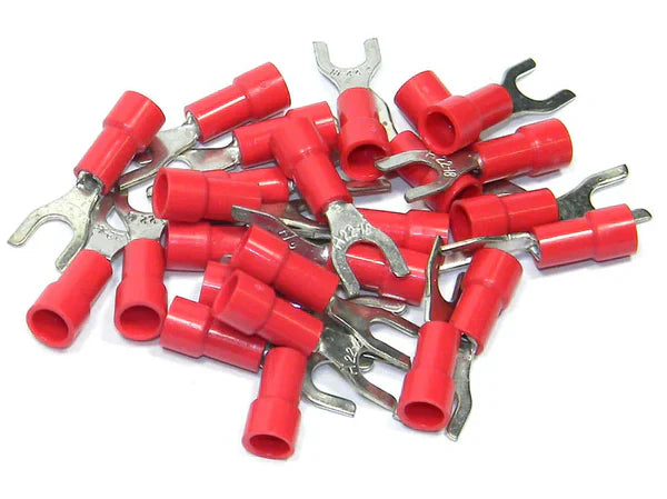 MR DJ DSR8-500 500PCS 18-22AWG #8 Red Insulated Fork Spade Wire Connector Electrical Crimp Terminal