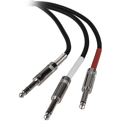 MR DJ CQMDQ3 3' Pro PA DJ Karaoke One 1/4" Male Stereo to Two 1/4" Y-Adapter Male Mono