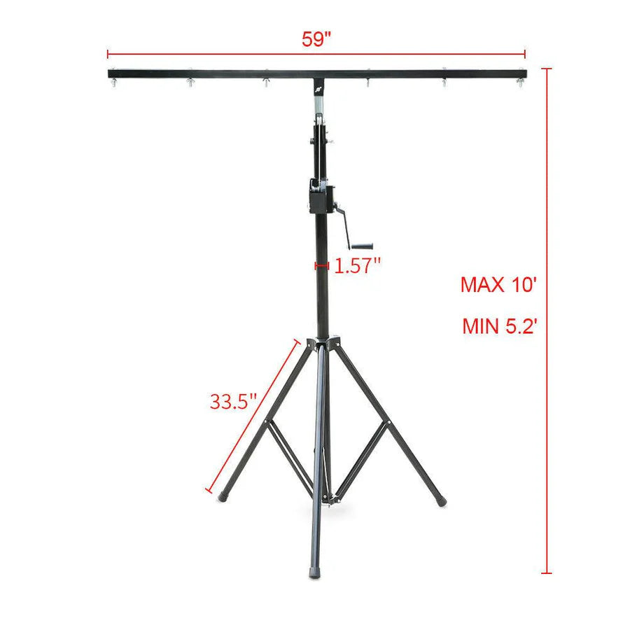 MR DJ ST200 Pro Crank Light Stand Pro Lighting 10 Foot & T-Bar