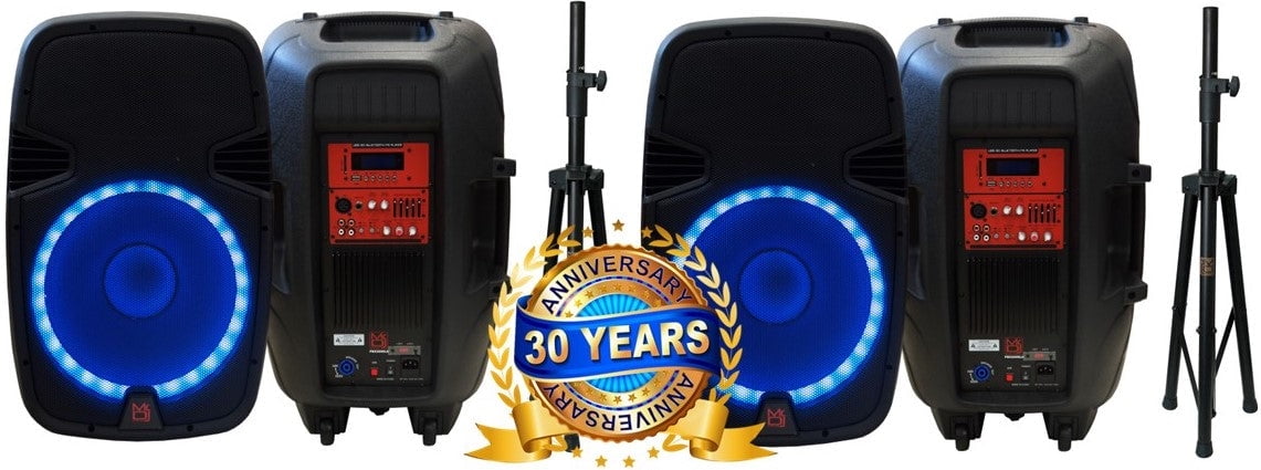 2 MR DJ PBX2690LB 15" Bluetooth Speaker + Stand 2-way 15" PA DJ 3500W Active Powered