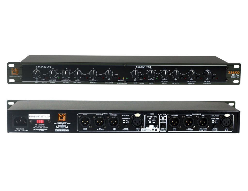 MR DJ 234XO 2/3-way Stereo, 4-way Mono Crossover