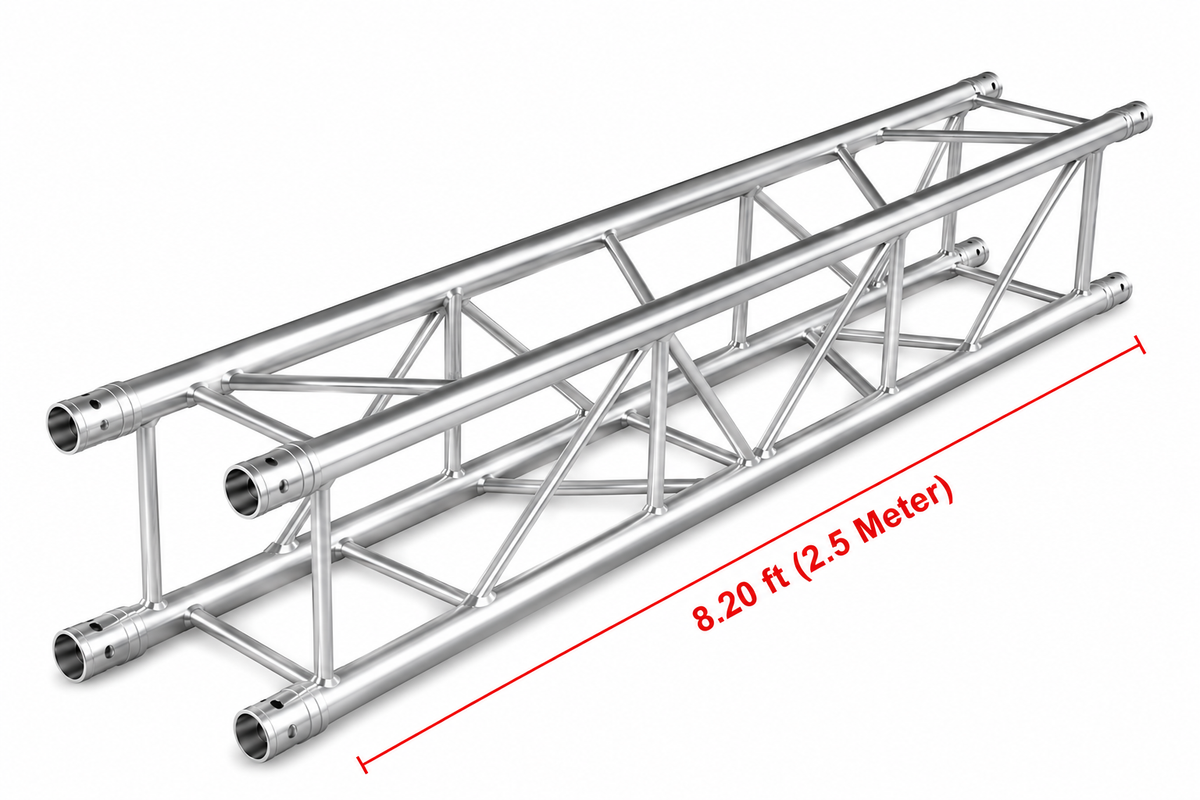 MR Truss MTTSQ820 8.20 Feet 2.50 Meter Universal Straight 12" Square Box Aluminum Lighting Trussing Segment for Pro Audio DJ with 2-inch Tubing