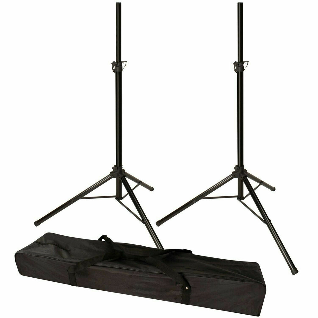 2 MR DJ SS300B Speaker Stand with Road Carrying Bag Universal Black Heavy Duty Folding Tripod PRO PA DJ Home On Stage Speaker Stand Mount Holder with Road Carrying Bag