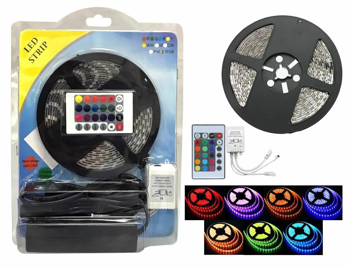 MR DJ LED STRIP RGB Color LED Ribbon Kit with Power Plug Remote