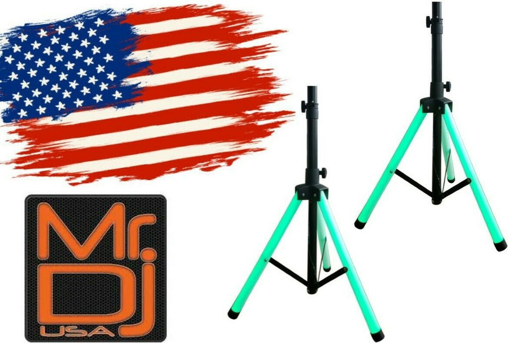 2 MR DJ SS700LED Universal Light Up Multi Color LED Speaker Stands with Remote