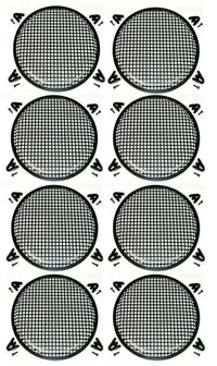 8-pack of black mesh speaker covers in a waffle grill design, perfect for speaker protection and style.