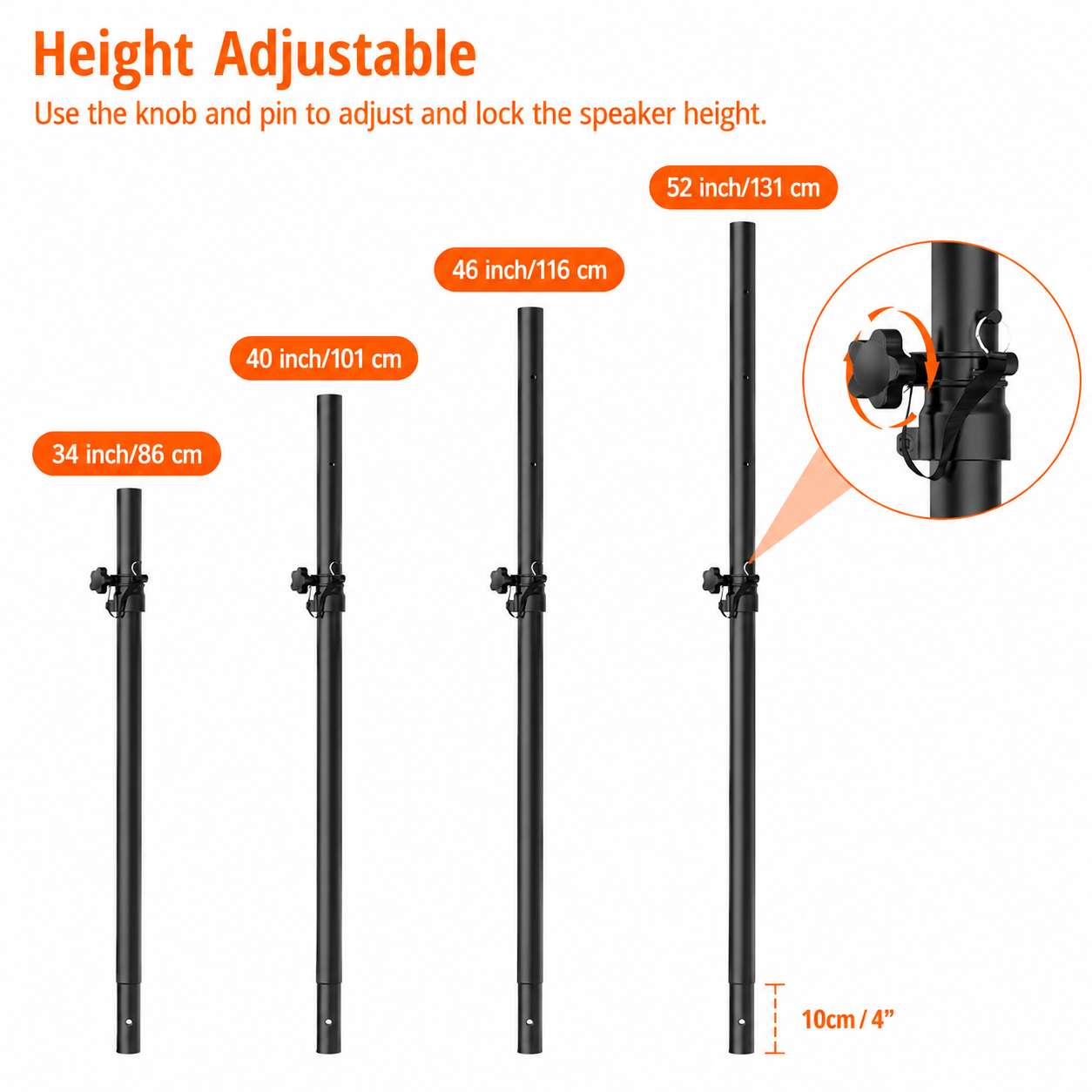 2 MR DJ SS50 Adjustable Subwoofer Speaker Pole M20 Threaded & 35mm Mount Dual 35mm/38mm