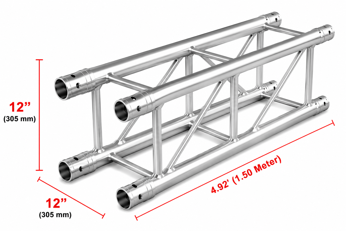 MR TRUSS MTTSQ492 4.92FT (1.5 Meter) Universal 12" Square Aluminum Box Truss Segment