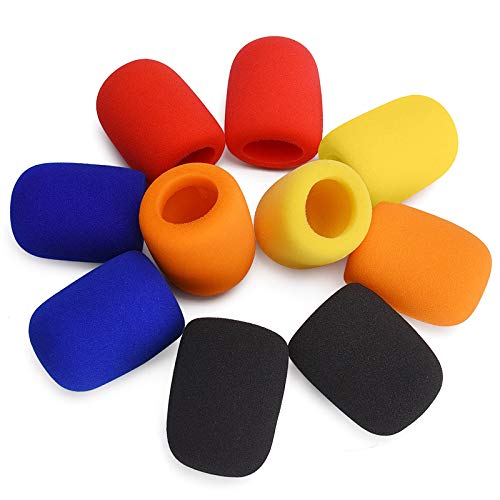 10 Pack Colorful Microphone Windscreen Sponge Covers (5 Colors)