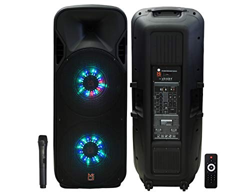 Mr. Dj LETS JUMP 3-Way dual 15â€ portable Active full range speaker, 5000 Watts P.M.P.O