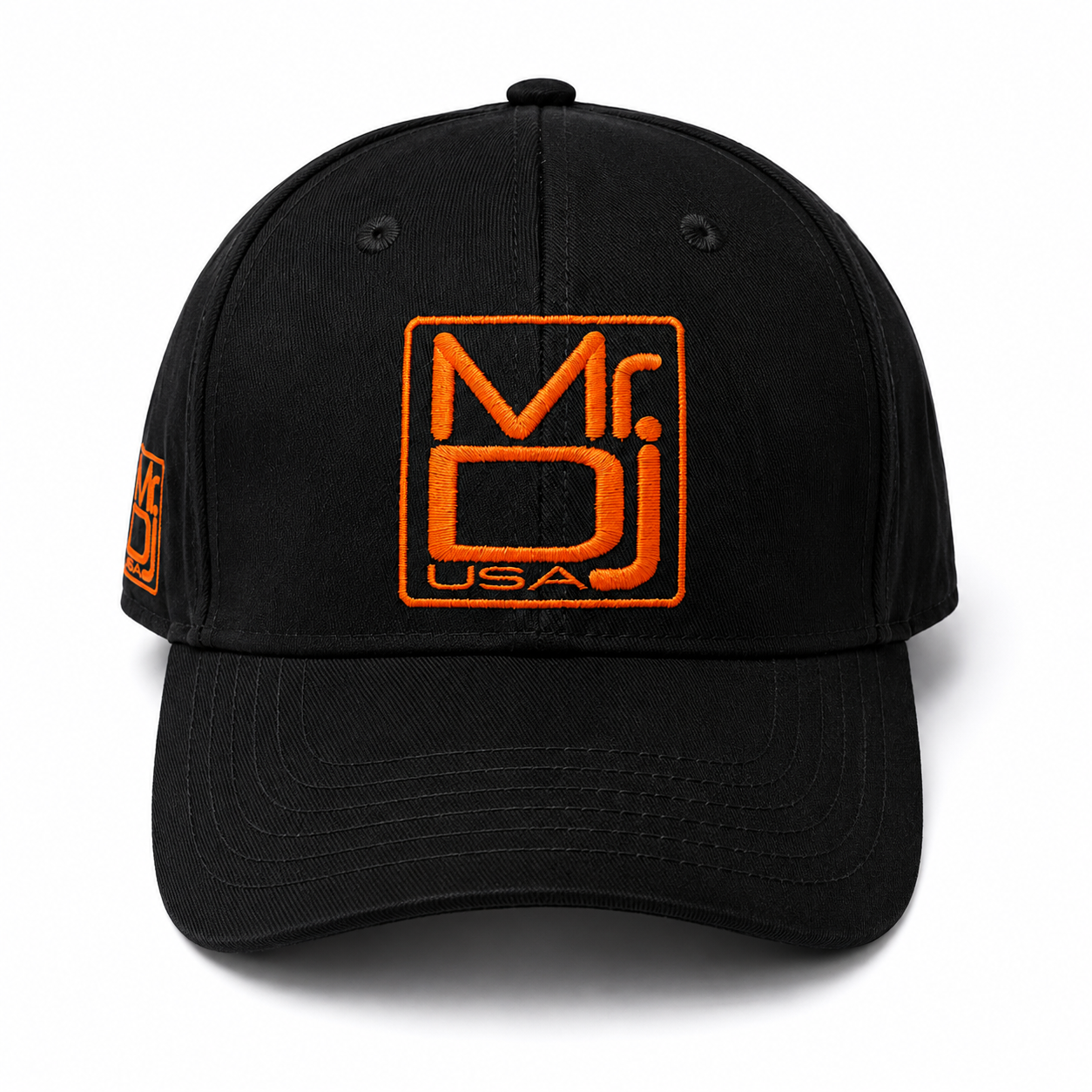 MR DJ Adjustable Black Baseball Cap  100% Cotton Unstructured Low Profile Hat