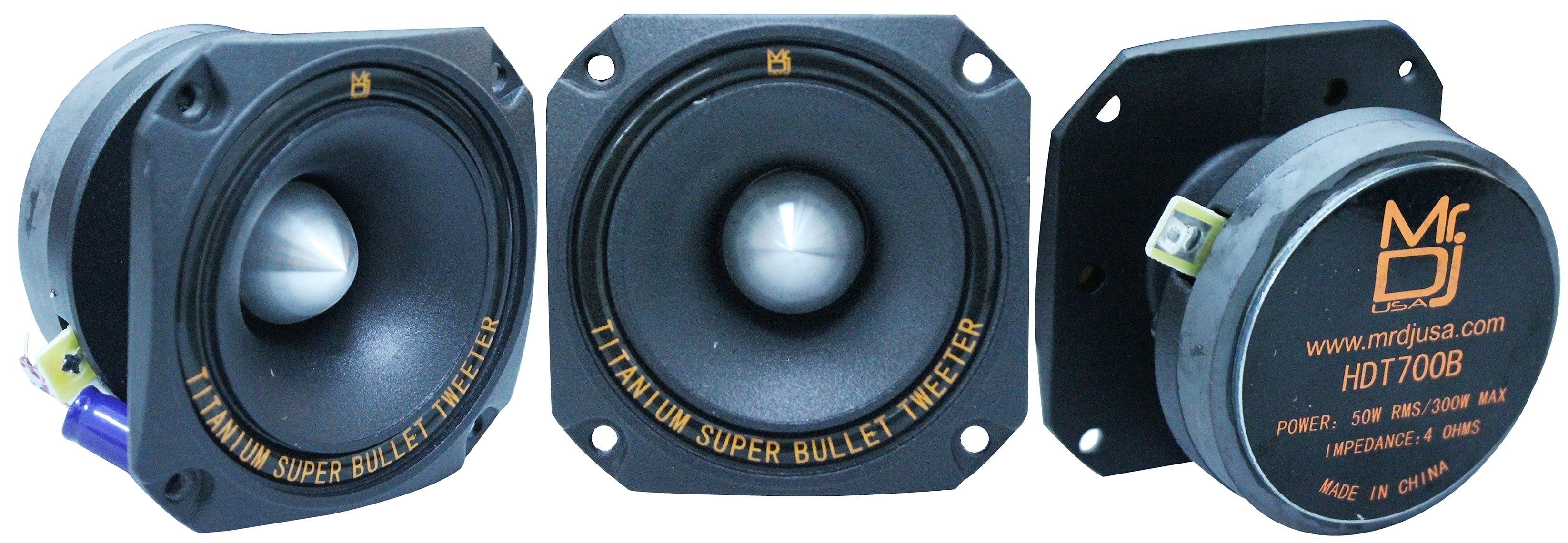 2 MR DJ HDT700B 3.5" Titanium Bullet High Compression Tweeter Car Van ATV UTV Marine Boat Motorcycle Motorsports Competition